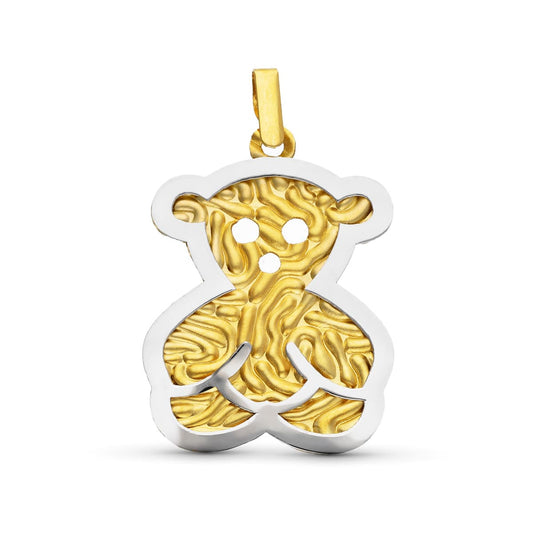18K COLGANTE ORO BICOLOR OSO MATE Y BRILLO