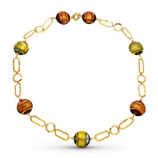 18K GARGANTILLA ORO AMARILLO GARGANTILLA BOLAS MURANO 19 MM 50CM