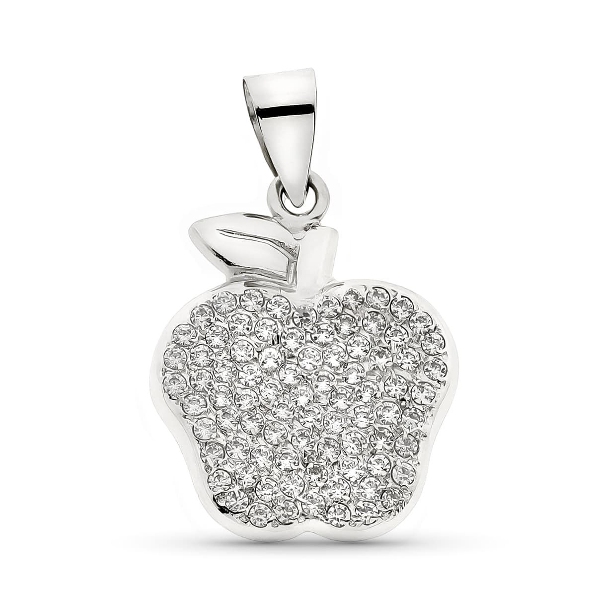 18K COLGANTE ORO BLANCO MANZANA CON CIRCONITA 21X17 MM