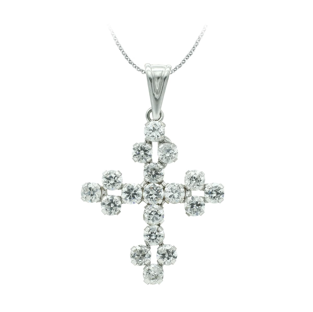 18K CRUZ ORO BLANCO CON CIRCONITA 25X20 MM