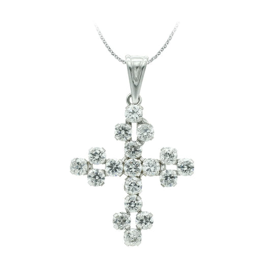 18K CRUZ ORO BLANCO CON CIRCONITA 25X20 MM