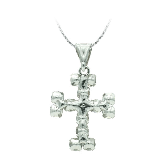 18K CRUZ ORO BLANCO CON CIRCONITA 20X15 MM