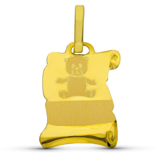Colgante Pergamino Oso 16 x 11 mm de oro amarillo 18K