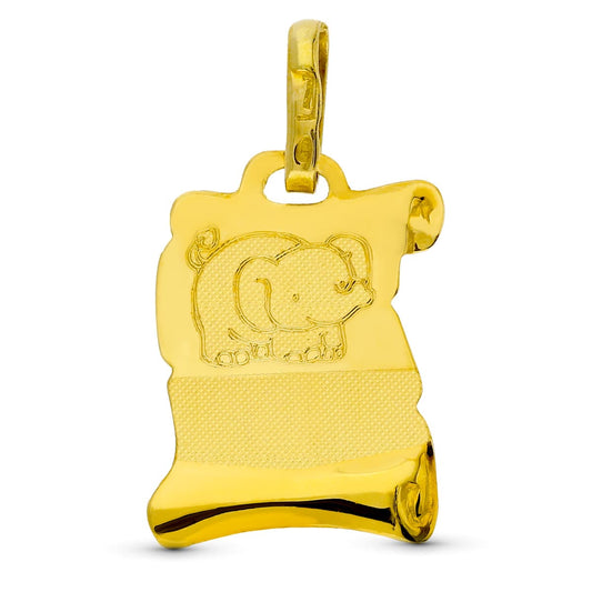 Colgante Pergamino Elefante 16 x 11 mm de oro amarillo 18K