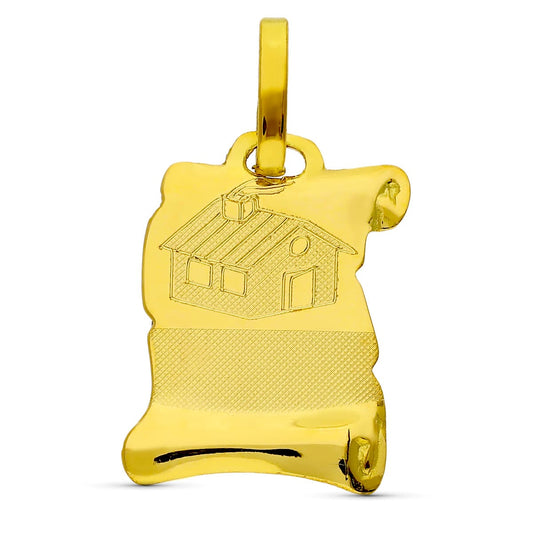 Colgante Pergamino Casita 16 x 12 mm de oro amarillo 18K
