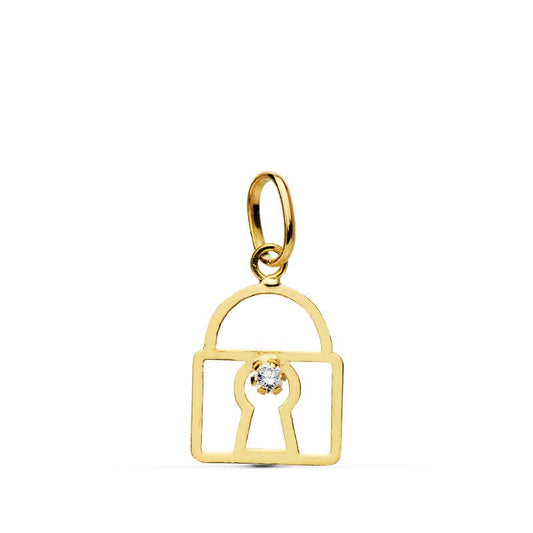 18K COLGANTE ORO AMARILLO CANDADO CIRCONITA 11X10 MM C. AMOR
