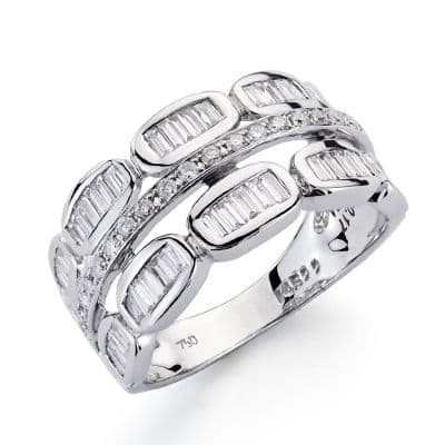 18K SORTIJA ORO BLANCO DIAMANTES NATURALES TALLA BRILLANTE 0.120/0.450 QTS. ANCHO: 10MM