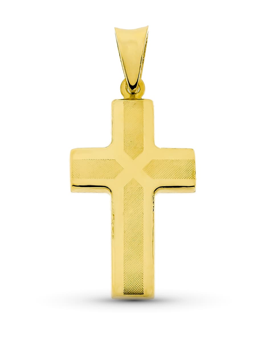 18K CRUZ ORO BLANCO CON CIRCONITA 32X17 MM