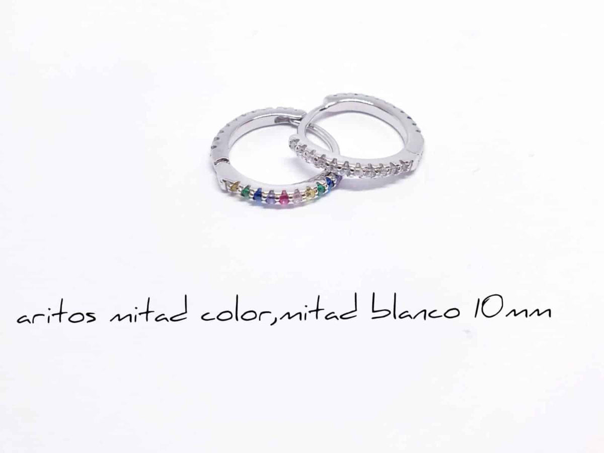 Pendiente aro reversible bicolor 10 mm de plata de ley - imagen adicional - Joyería Zafir