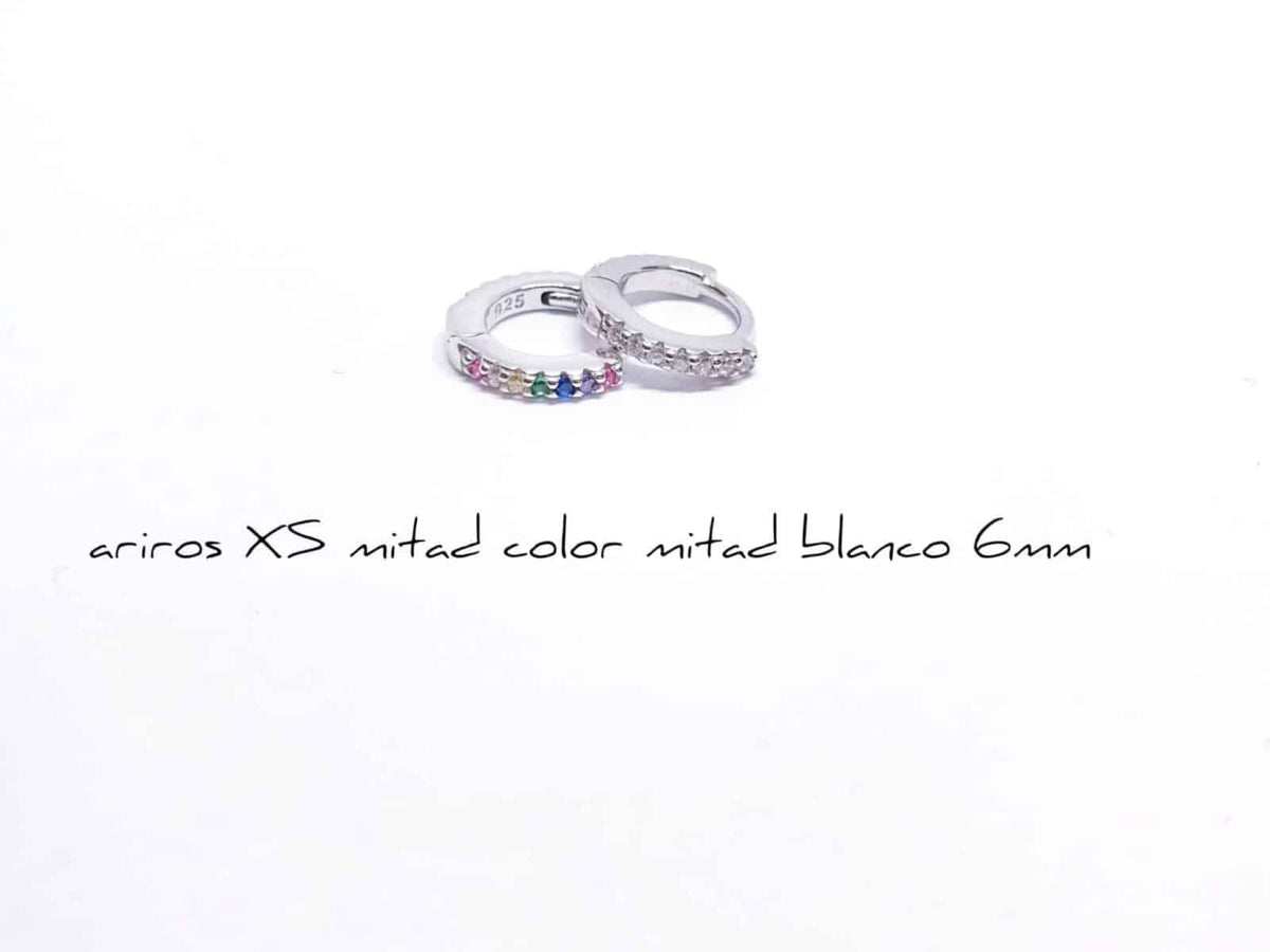 Pendiente aro reversible multicolor 6mm de plata de ley - vista adicional