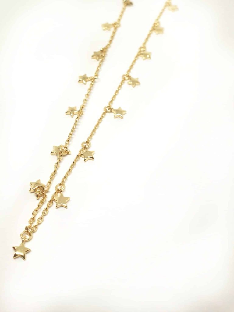 Collar mini estrellas oro de plata de ley
