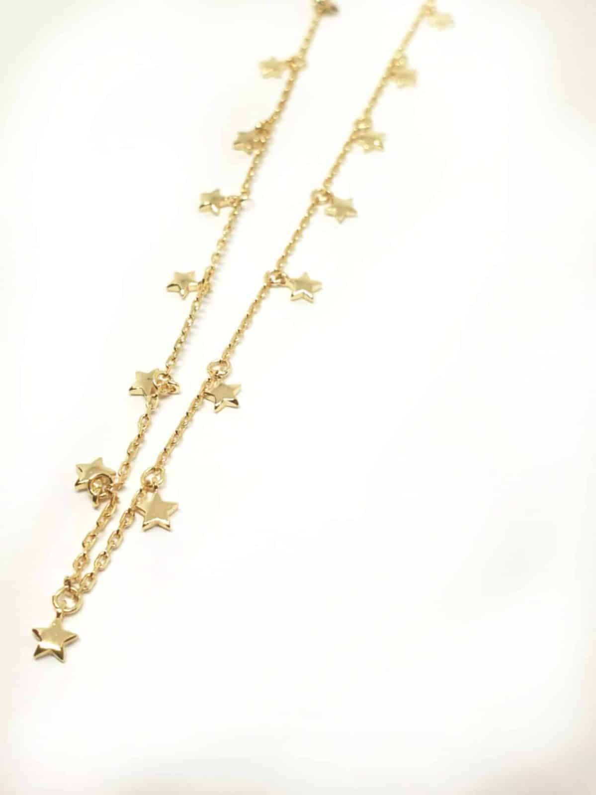 Collar mini estrellas de plata de ley con baño de oro de 14 quilates - vista adicional