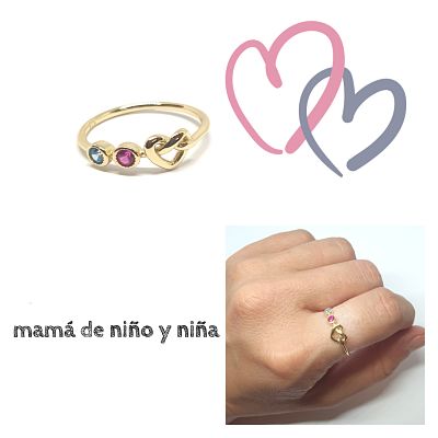 Anillo corazón infinito oro niño y niña de 14 quilates