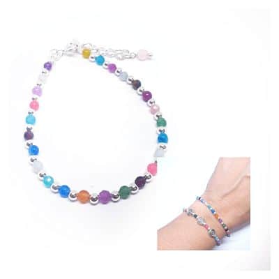 Pulsera básica rainbow 3mm de plata de ley