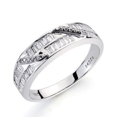 18K SORTIJA ORO BLANCO DIAMANTES NATURALES TALLA BRILLANTE 0.030/0.410 QTS. ANCHO: 5MM