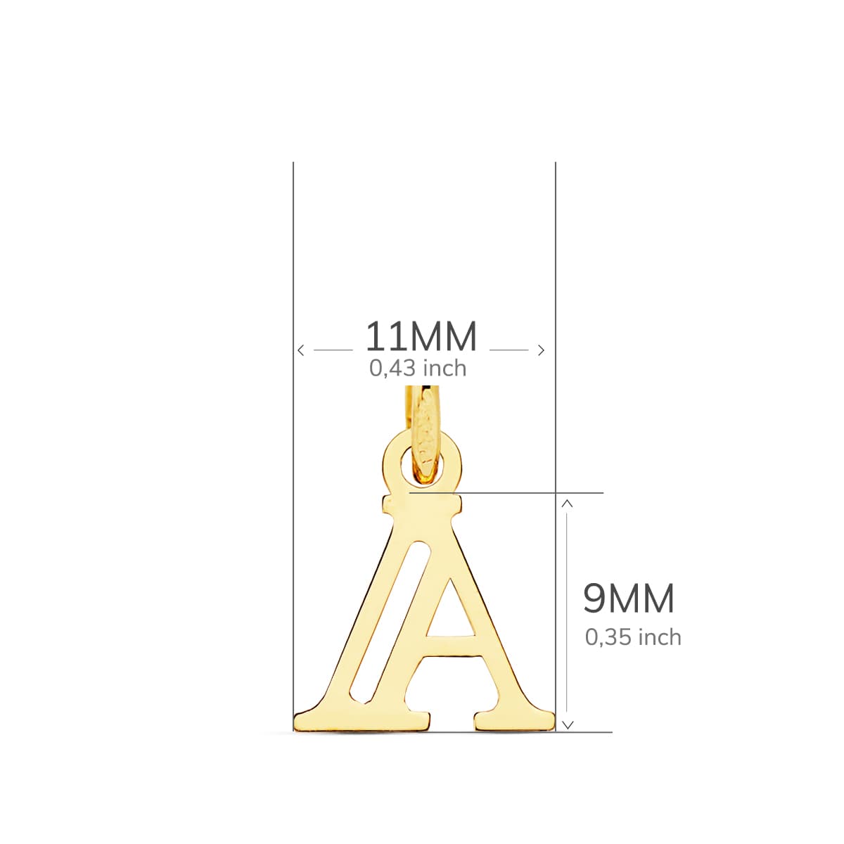 18K COLGANTE ORO AMARILLO LETRA " A " 11X9 MM