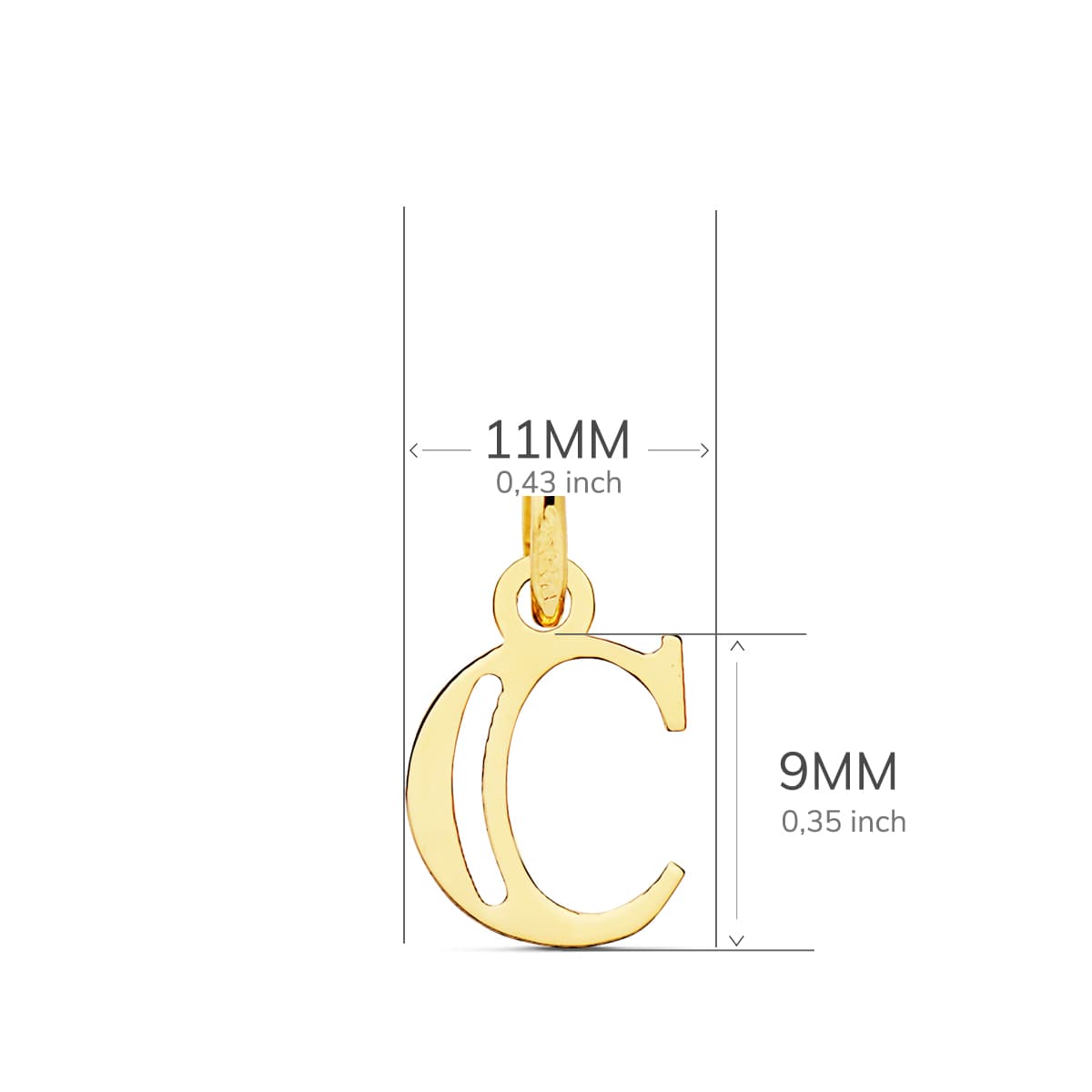 18K COLGANTE ORO AMARILLO LETRA " C " 11X9 MM