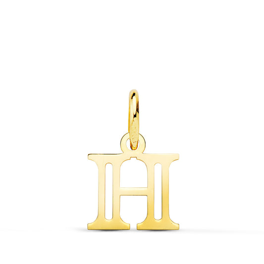 Colgante Letra " H ". Medida: 11 x 10 mm de oro amarillo 18K