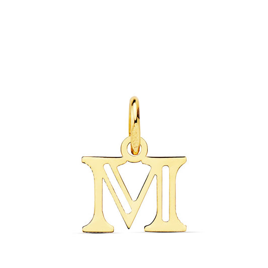 Colgante Letra " M " . 12 x 10 mm de oro amarillo 18K