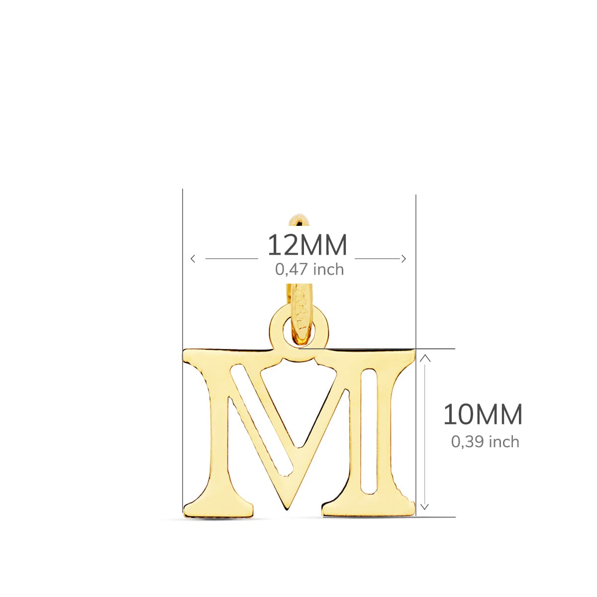 18K COLGANTE ORO AMARILLO LETRA " M " . 12X10 MM