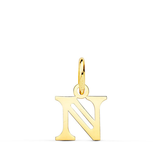 Colgante Inicial Letra " N " 11 x 10 mm de oro amarillo 18K