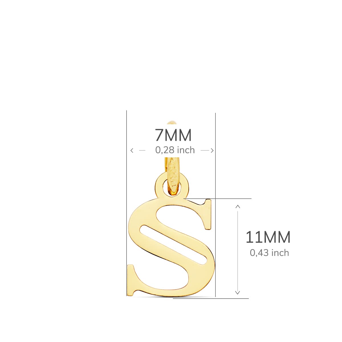 18K COLGANTE ORO AMARILLO LETRA " S " 11X7 MM