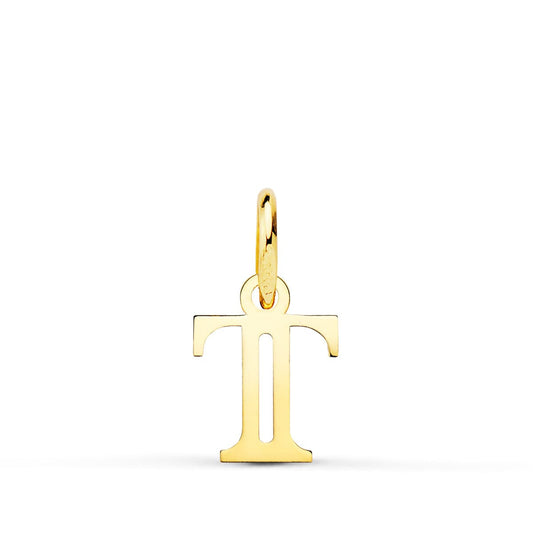 Colgante Letra " T " . 11 x 9 mm de oro amarillo 18K