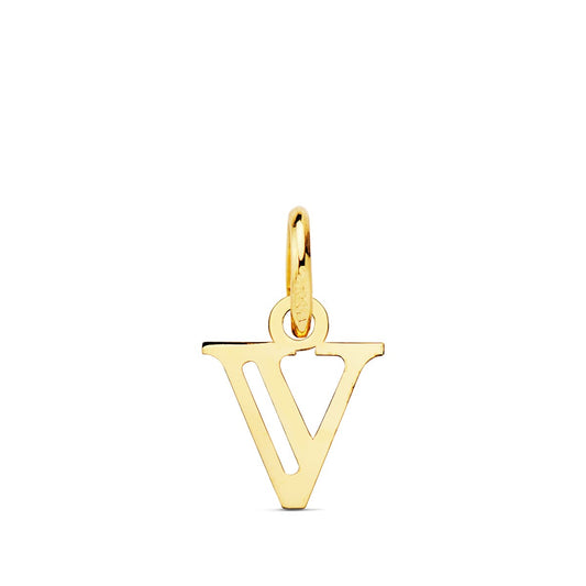 Colgante Letra " V " . 11 x 9 mm de oro amarillo 18K