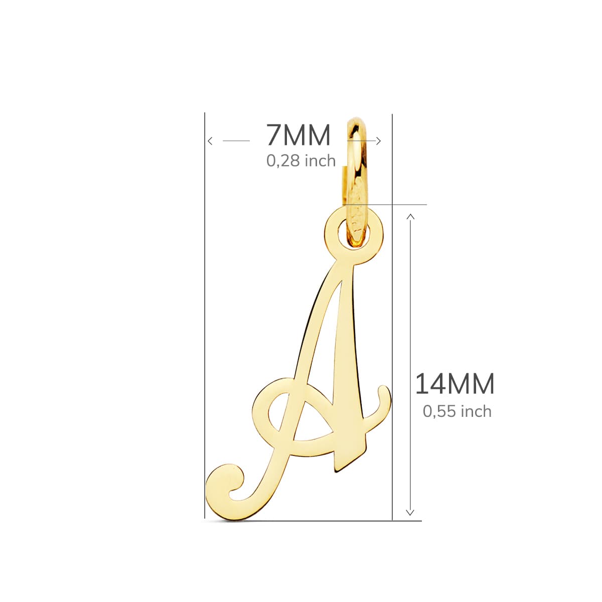 18K COLGANTE ORO AMARILLO LETRA " A " 14X7 MM