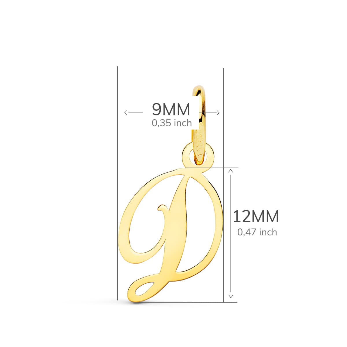 18K COLGANTE ORO AMARILLO LETRA " D " . 12X9 MM