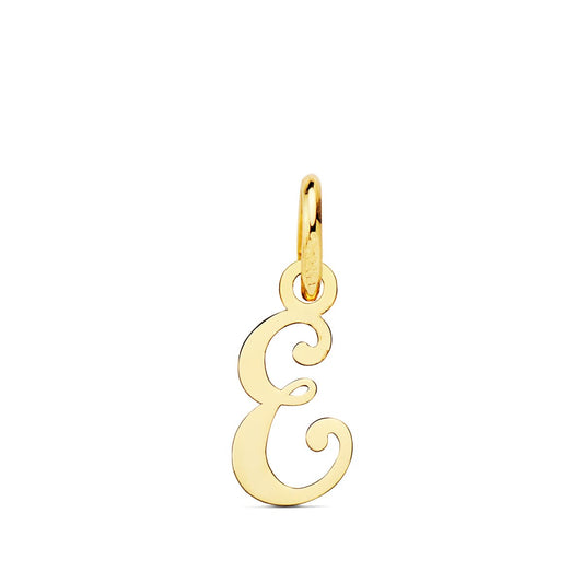 Colgante Letra " E " 12 x 6 mm de oro amarillo 18K
