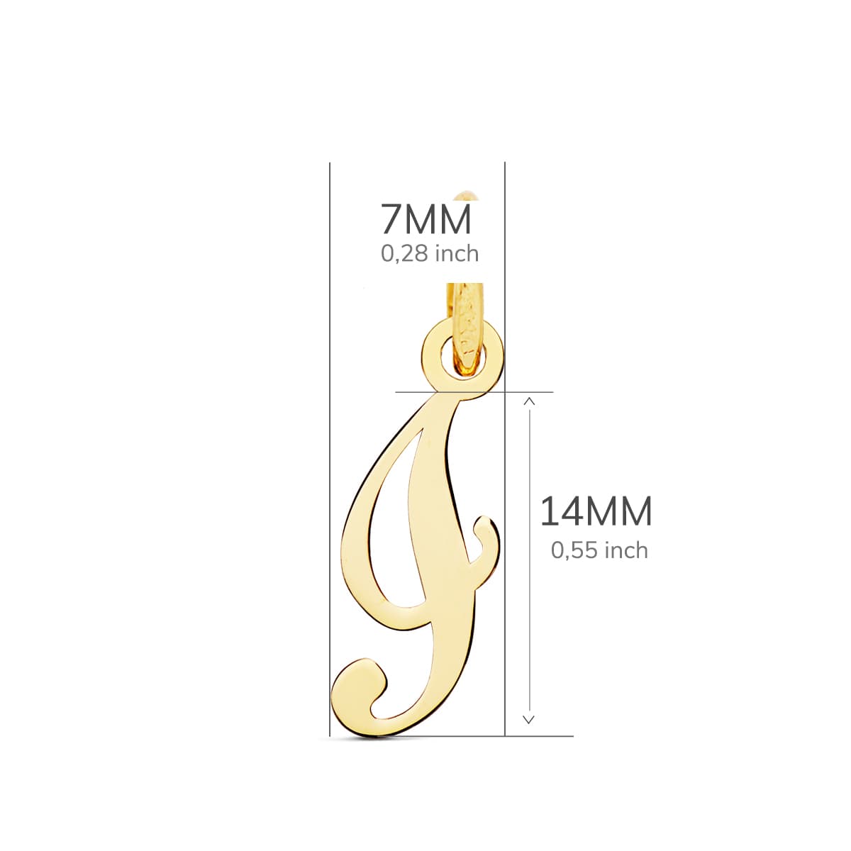18K COLGANTE ORO AMARILLO LETRA " I " 14X7 MM