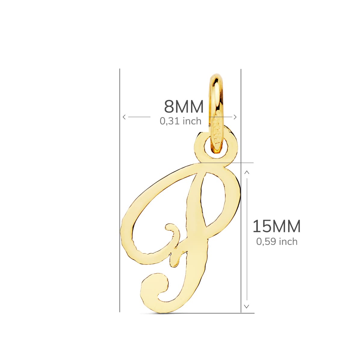 18K COLGANTE ORO AMARILLO LETRA " P " 15X8 MM