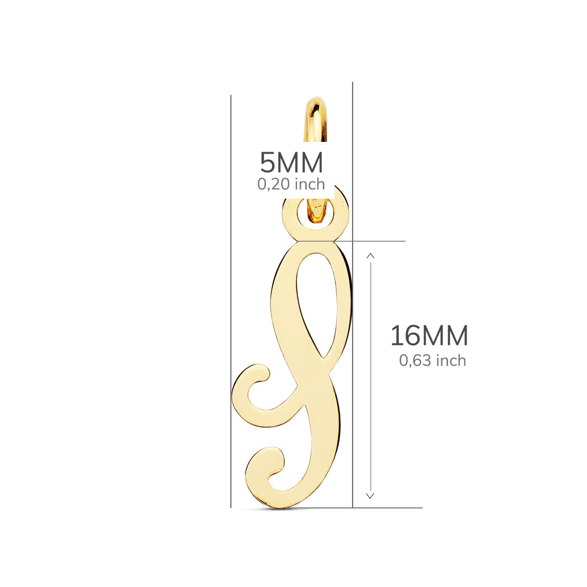 18K COLGANTE ORO AMARILLO LETRA " S " 16X5 MM