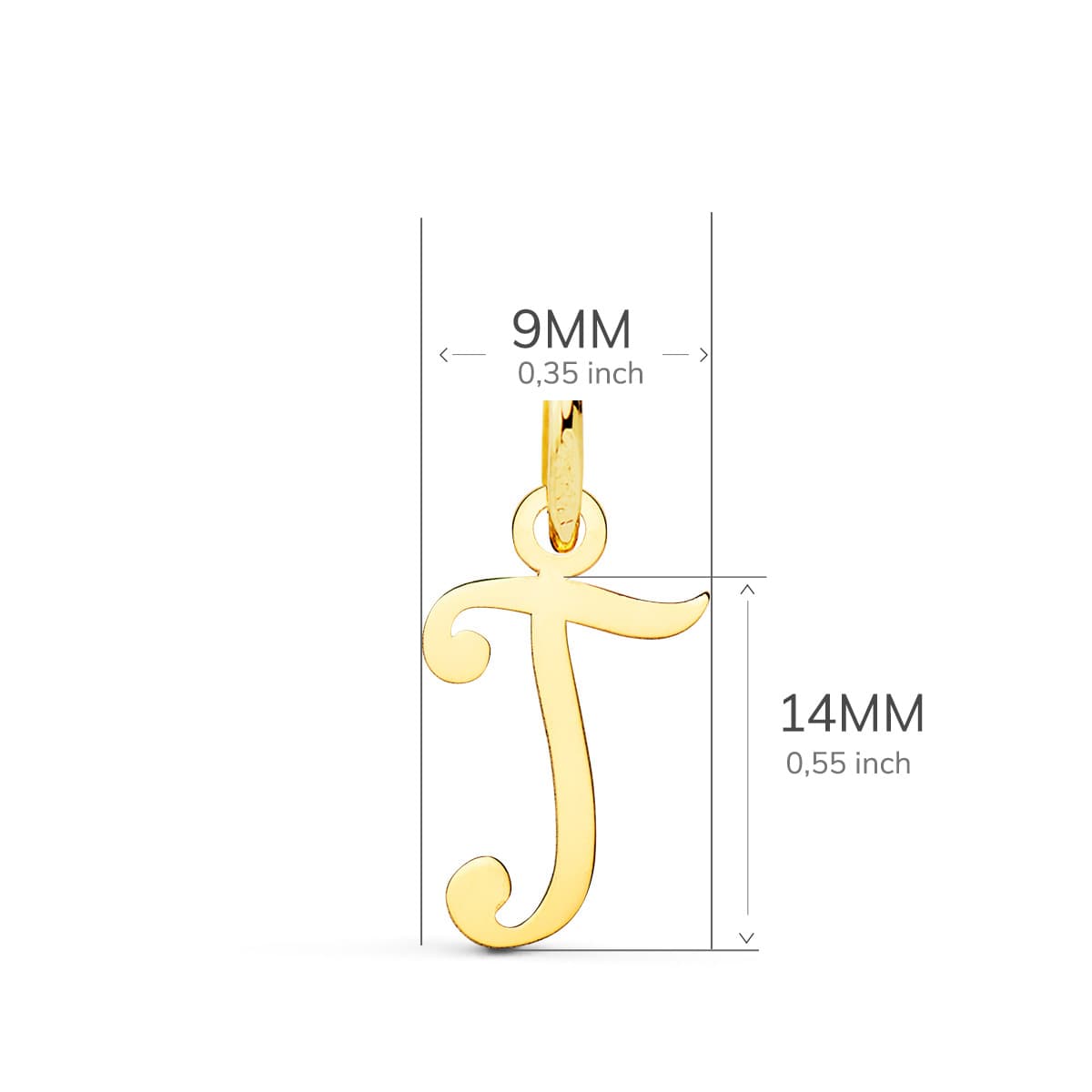 18K COLGANTE ORO AMARILLO LETRA " T " 14X9 MM