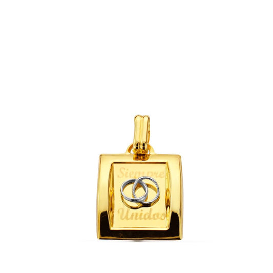 9K COLGANTE ORO AMARILLO BICOLOR SIEMPRE UNIDOS 19X15 MM