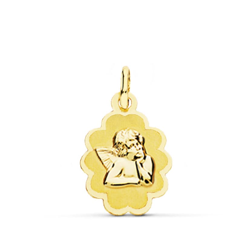 Medalla Angel Burlon Laser. 18 x 12 mm de oro amarillo 18K
