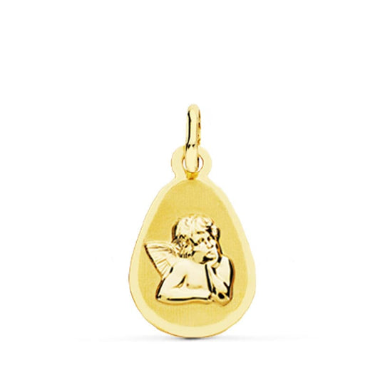 9K MEDALLA ORO AMARILLO ANGEL BURLON. 17X10 MM