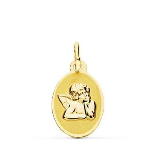 9K MEDALLA ORO AMARILLO ANGEL BURLON. 17X10 MM