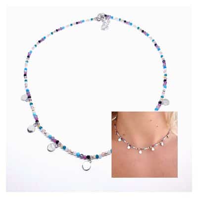 Collar medallas colores de plata de ley