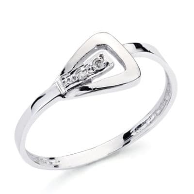 18K SORTIJA ORO BLANCO DIAMANTES TALLA BRILLANTE 0.016 QTS. 8 X 7MM