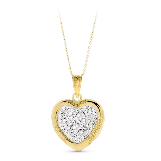 18K COLGANTE ORO BICOLOR CORAZON CIRCONITAS