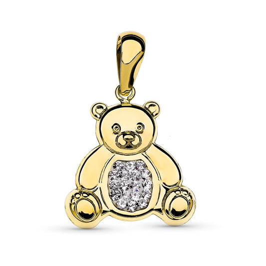 Colgante Oso Circonita 19 x 17 mm de oro amarillo 18K