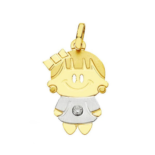 18K COLGANTE ORO BICOLOR NIÑA 22X13 MM