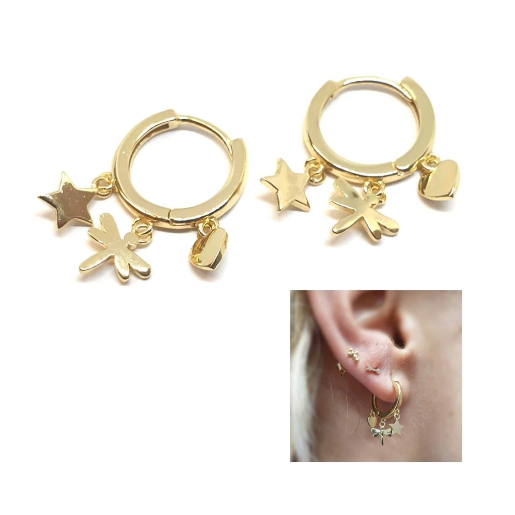 Pendientes abril oro de 14 quilates