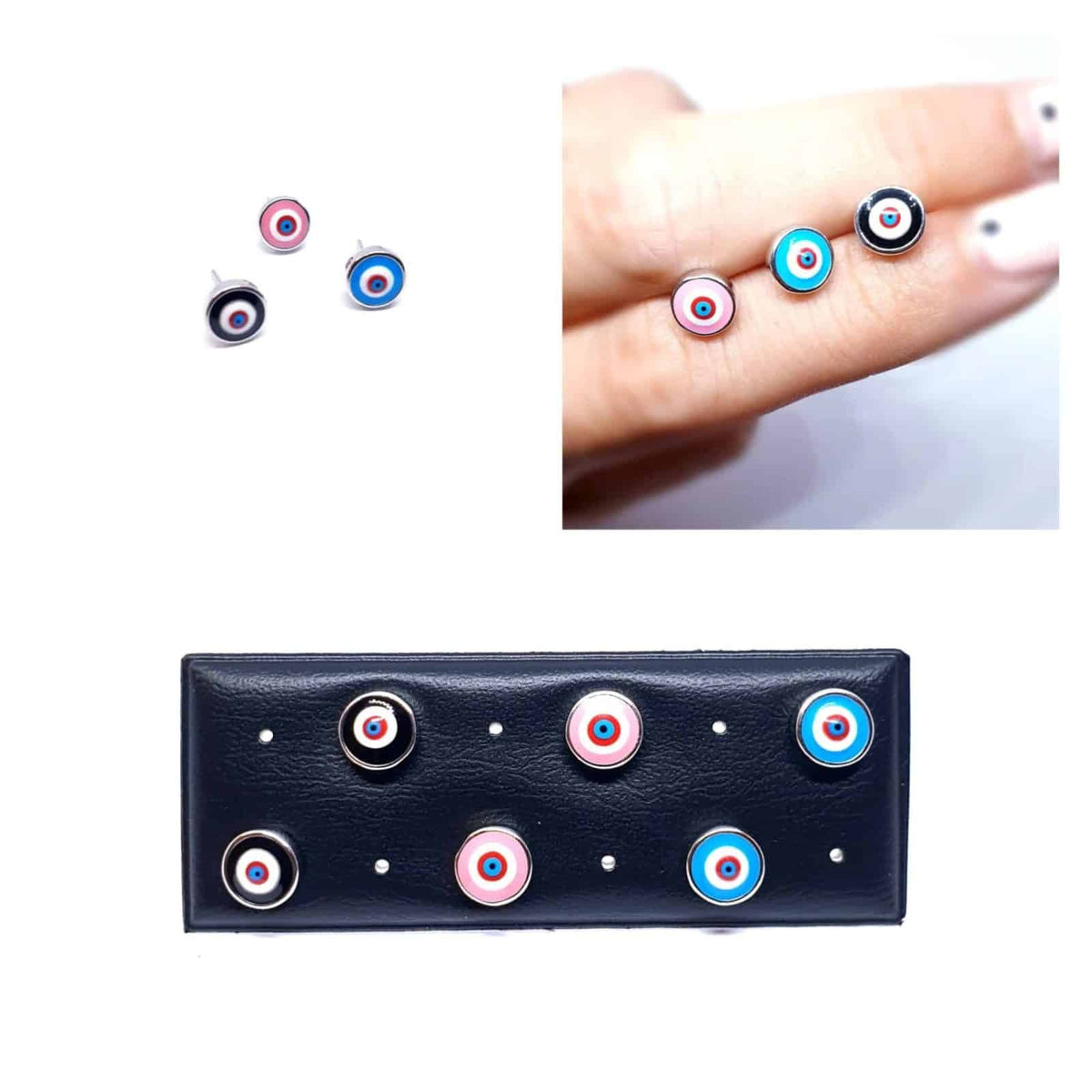 Pendientes ojo protector de plata de ley - imagen adicional - Joyería Zafir