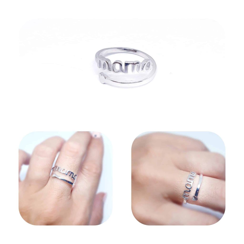 Anillo ajustable mama de plata de ley - Joyería Zafir