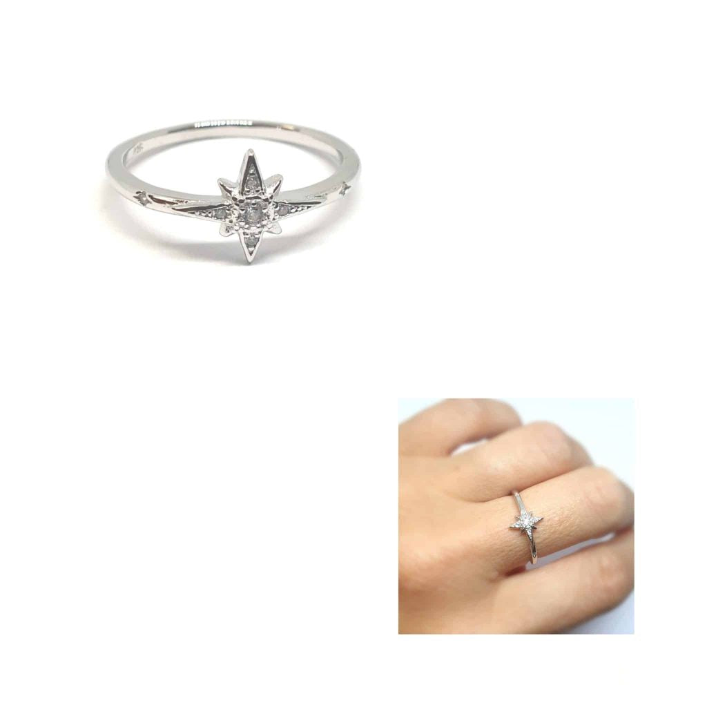 Anillo estrella polar de plata de ley