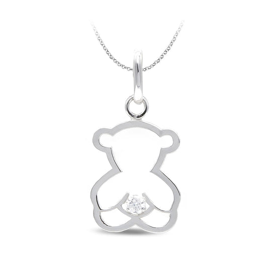 18K COLGANTE ORO BLANCO OSO CIRCONITA ORO BLANCO