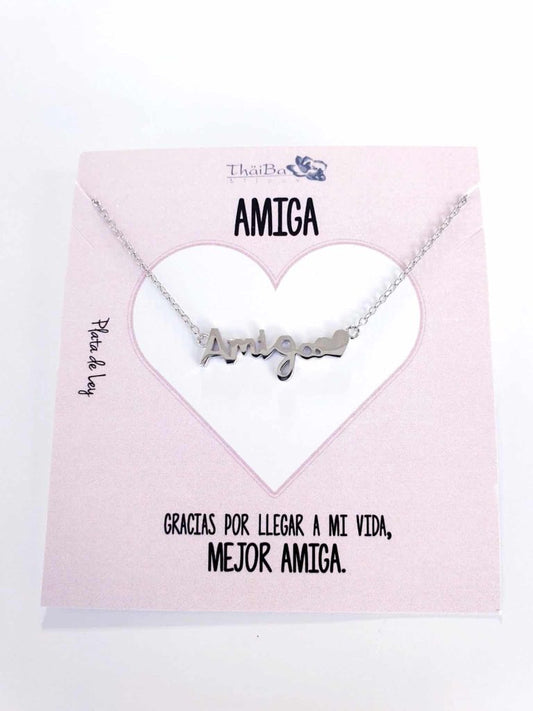 Collar amiga de plata de ley